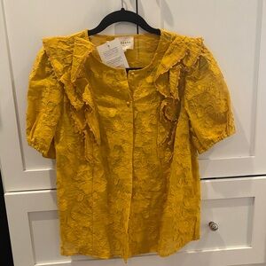 Sezane Ochre Yellow Jordanna Blouse Size 4 BNWT